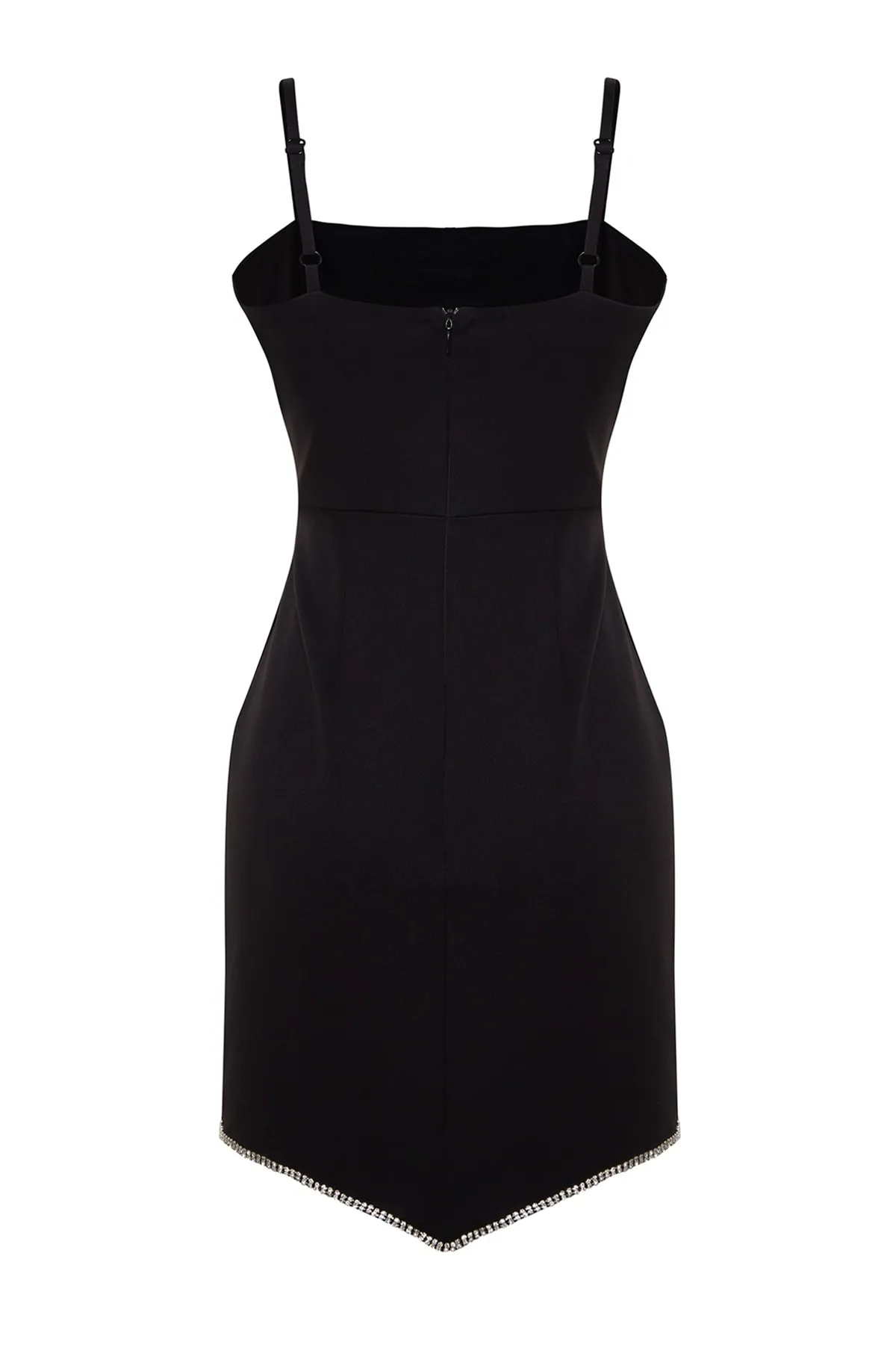 Trendyol Collection  Stilvolles Abendkleid in Schwarz mit glänzendem Stein TPRSS23EL00091