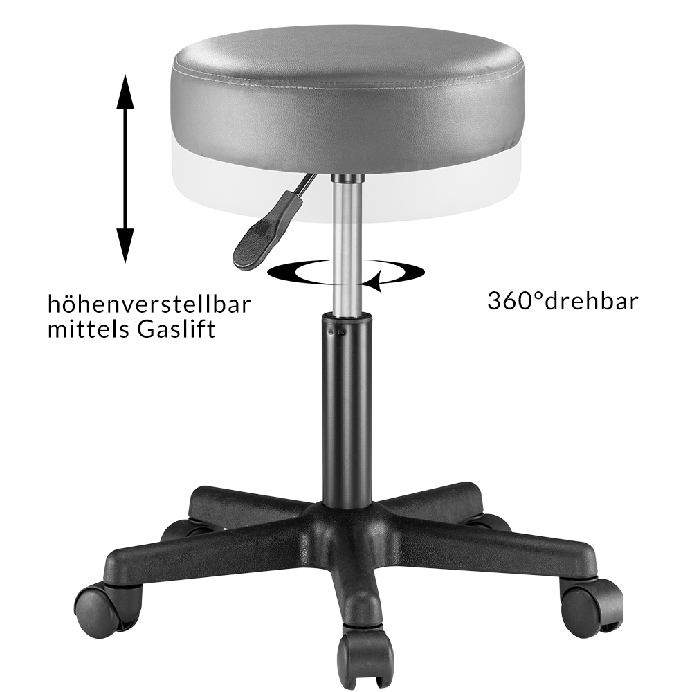 Casaria Rollhocker Kunstleder Grau 360° drehbar