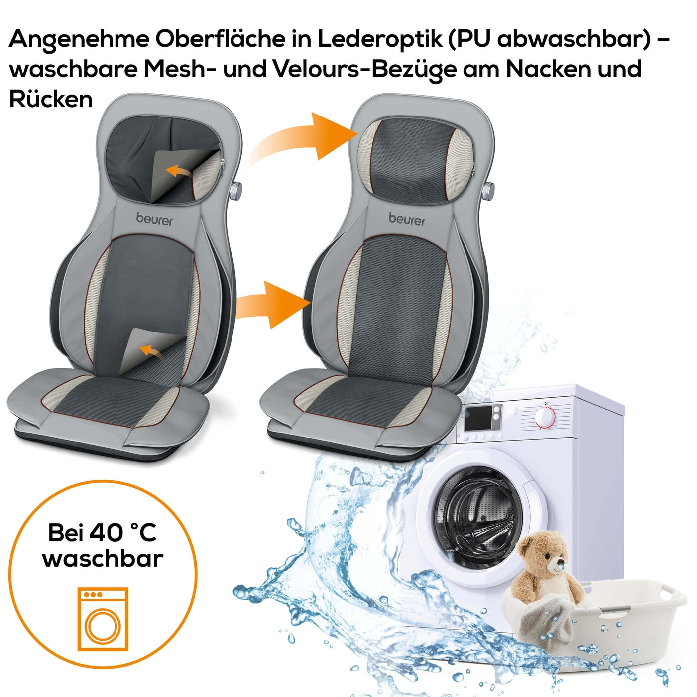 Beurer Shiatsu-Luftkompression-Sitzauflage MG 320 HD 3-in-1-Tiefenwirksame 3-in-1 Massagesitzauflage mit Shiatsu, Luftkompression & punktueller Massage