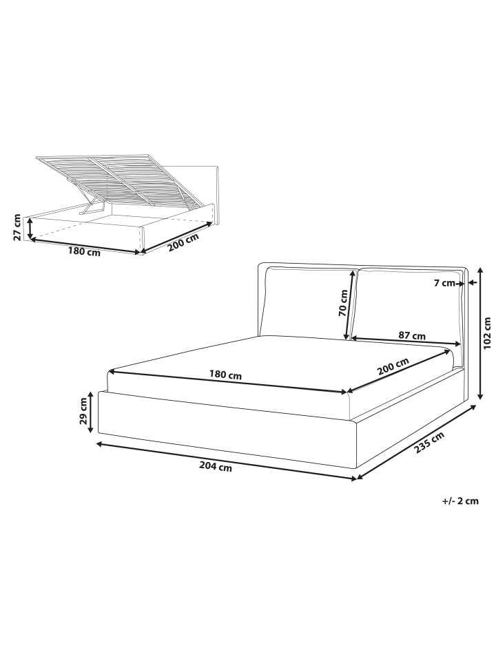 Beliani Doppelbett BAJONNA in Beige - (W) 204 x (H) 102 x (L) 235 cm günstig kaufen onesize