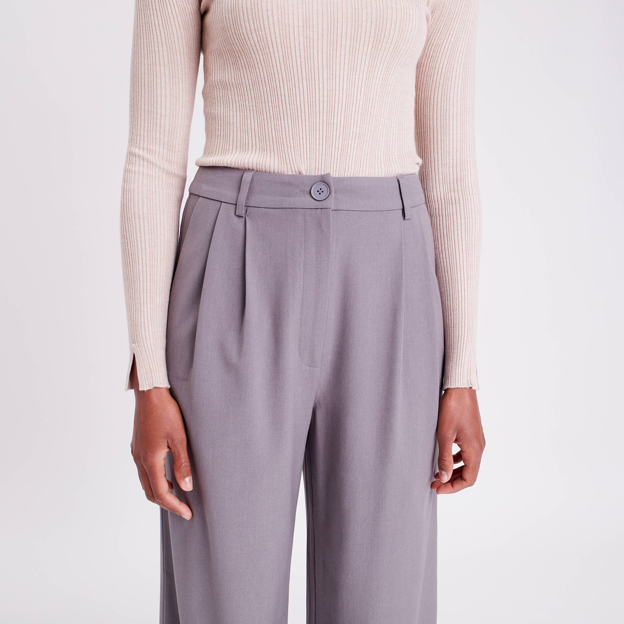Pantalon city droit pinces gris foncé femme | Cache Cache