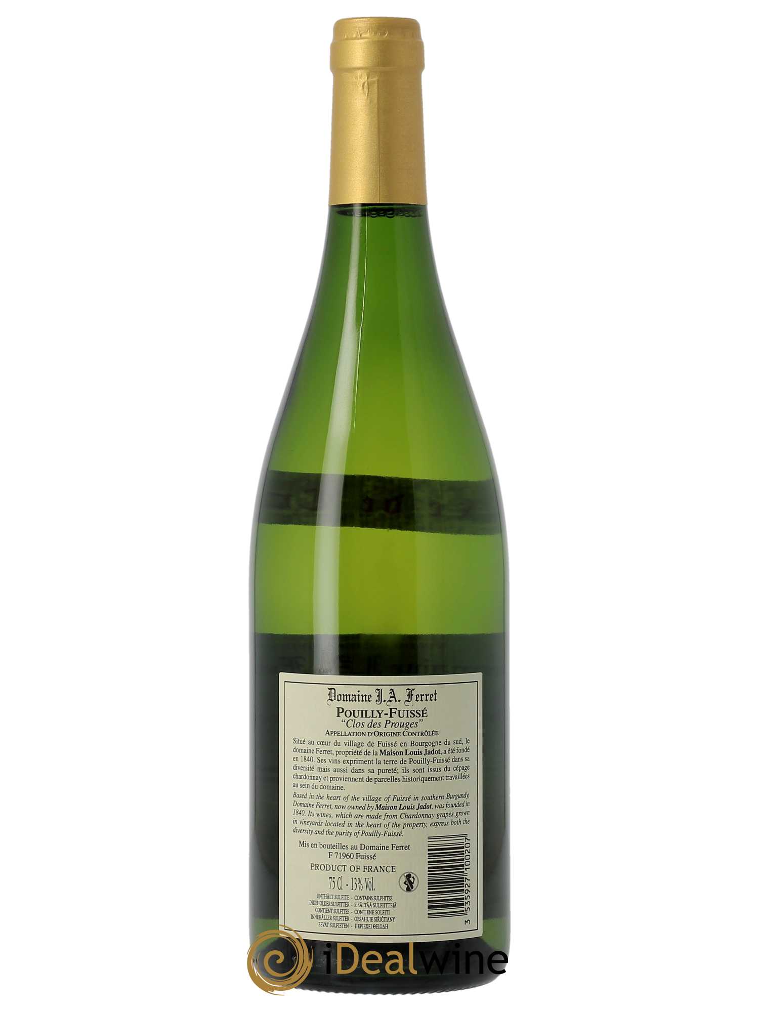 Pouilly-Fuissé Tête de Cru Clos des Prouges J.A. Ferret (Domaine)  2021 - Lot de 1 Bouteille
