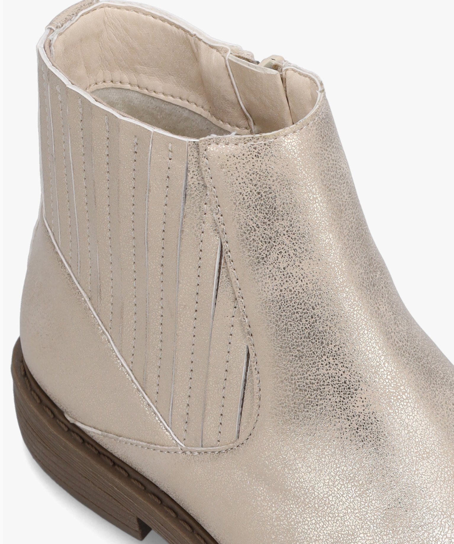 Boots filles à talon plat dessus uni métallisé or | GEMO