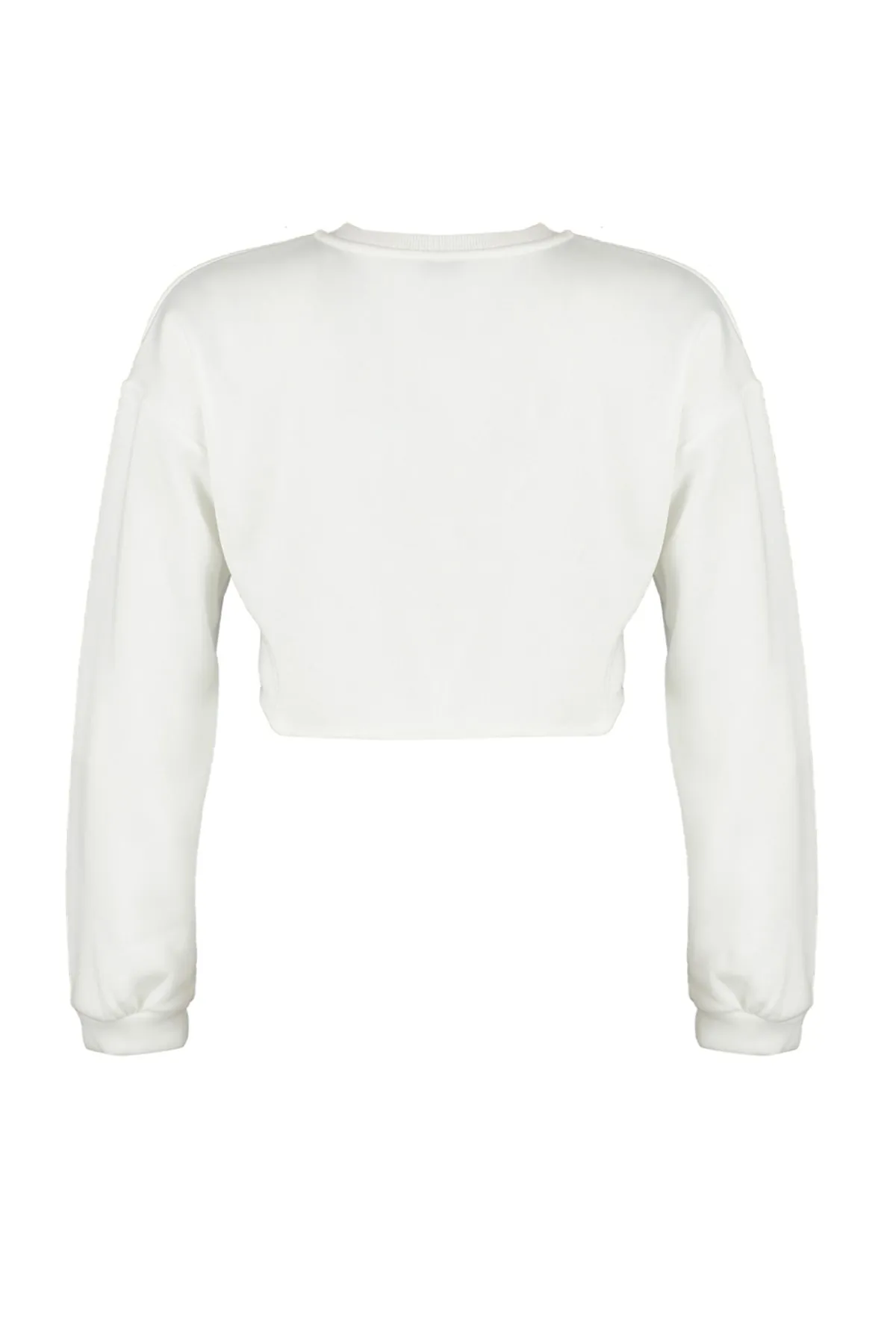 Trendyol Collection  Ecru Super Crop Fleece Gestricktes Sport-Sweatshirt TWOAW23SW00189