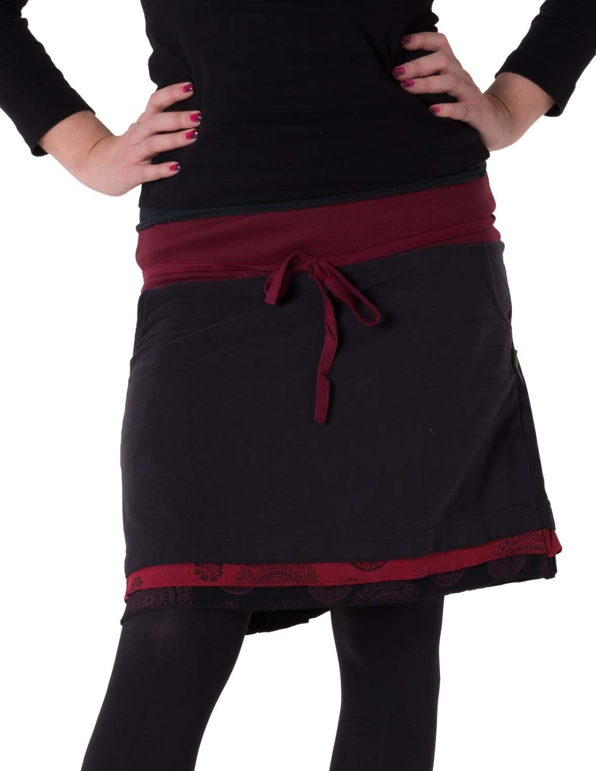 Vishes Minirock Warmer Lagenlook Fleece Rock zum Binden Cacheur, Casual, Hippie, Boho, Goa Style