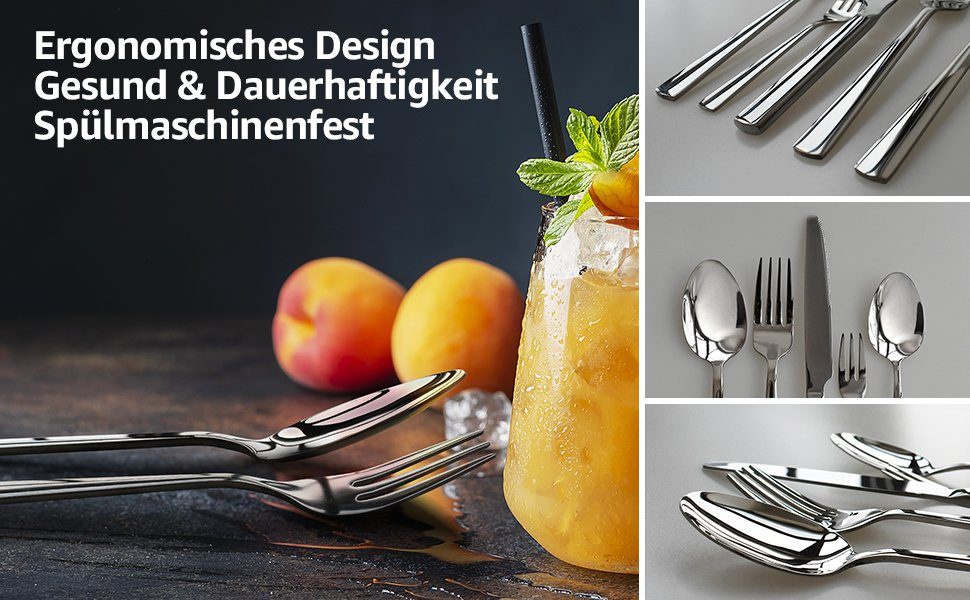 7Magic Besteck-Set, 5 teilig Edelstahl Hochwertiges Tafelbesteck Set