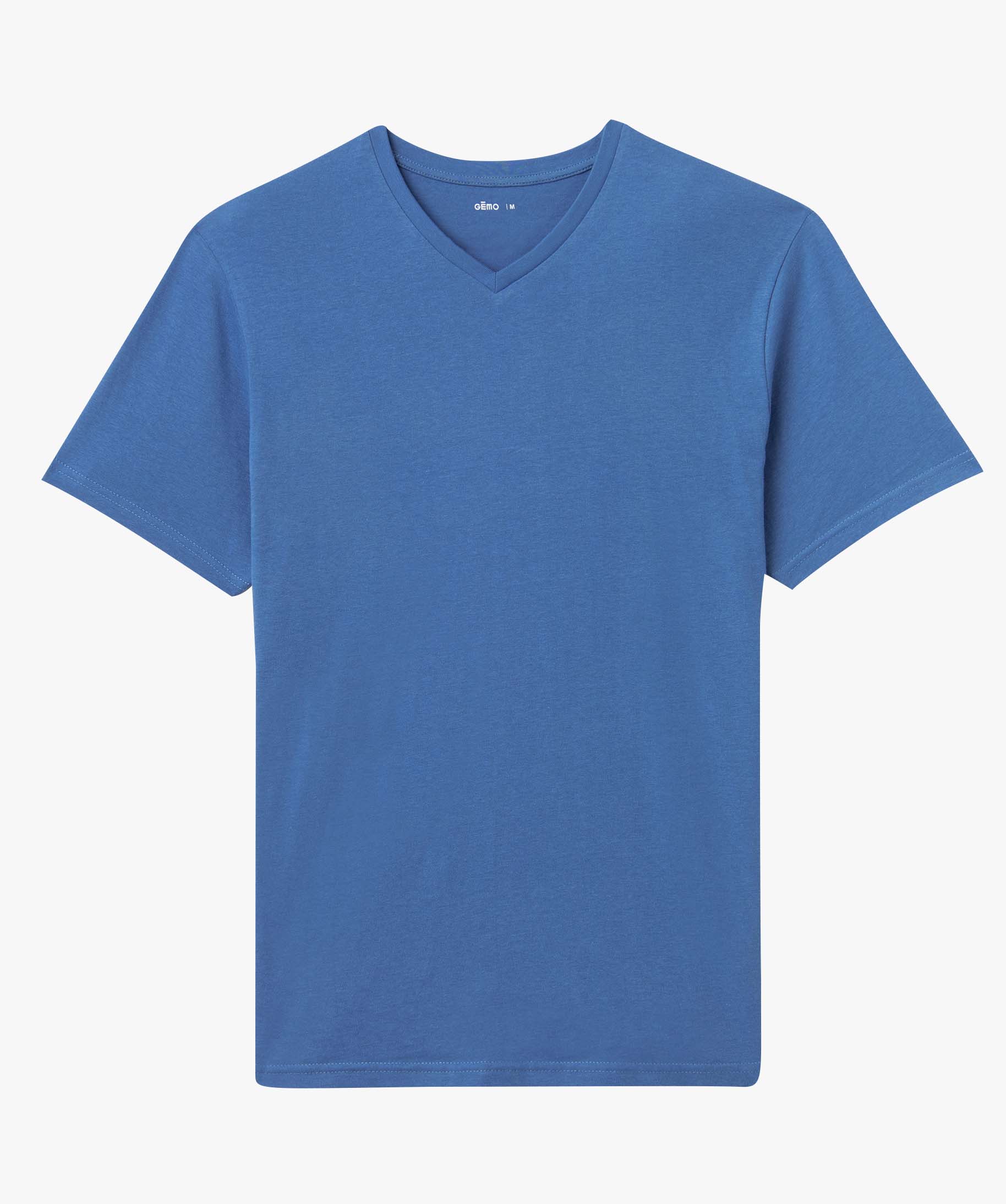 Tee-shirt homme à manches courtes et col V bleu | GEMO