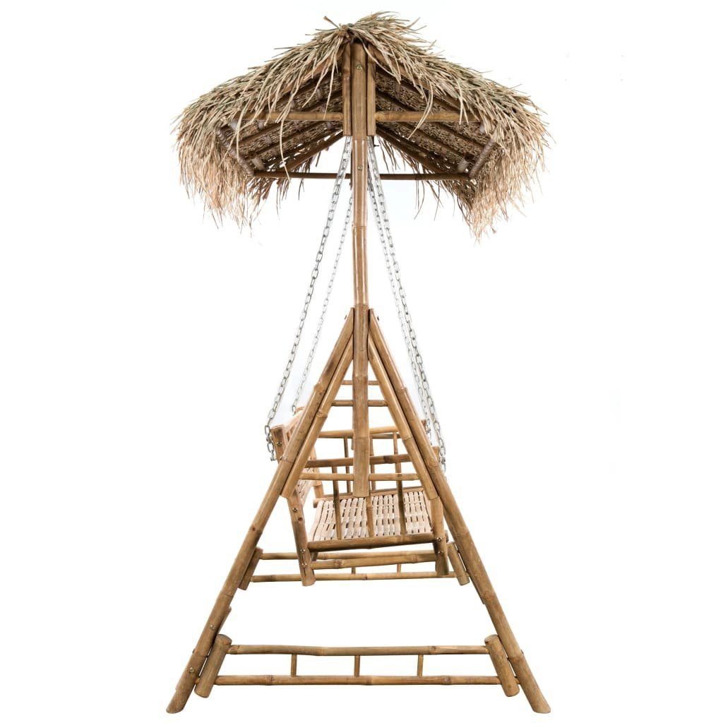 vidaXL Hollywoodschaukel Hollywoodschaukel mit Palmblättern und Kissen 202 cm Bambus, 1 tlg.