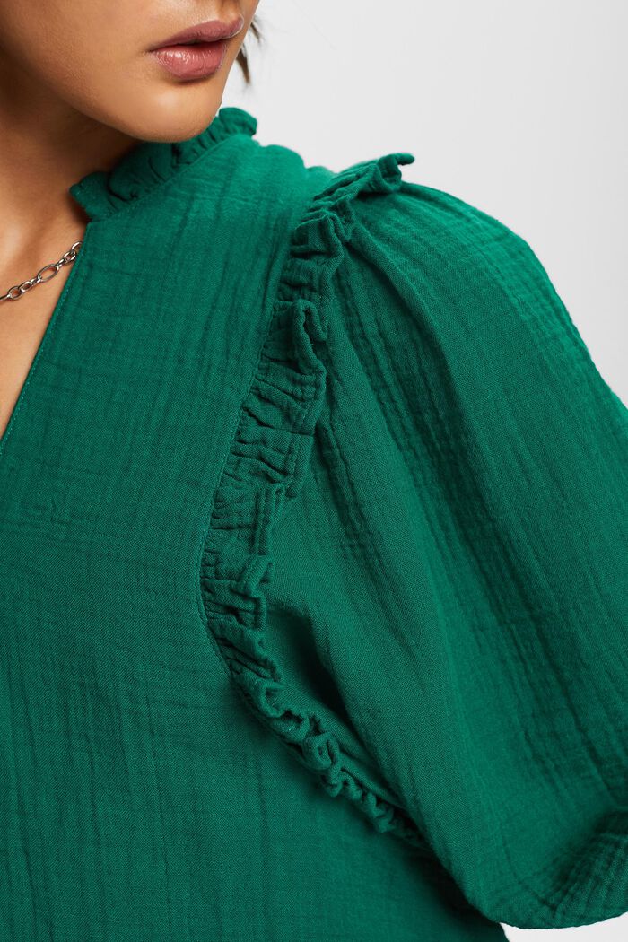 Bluse aus Baumwollgaze mit Rüschenbesatz