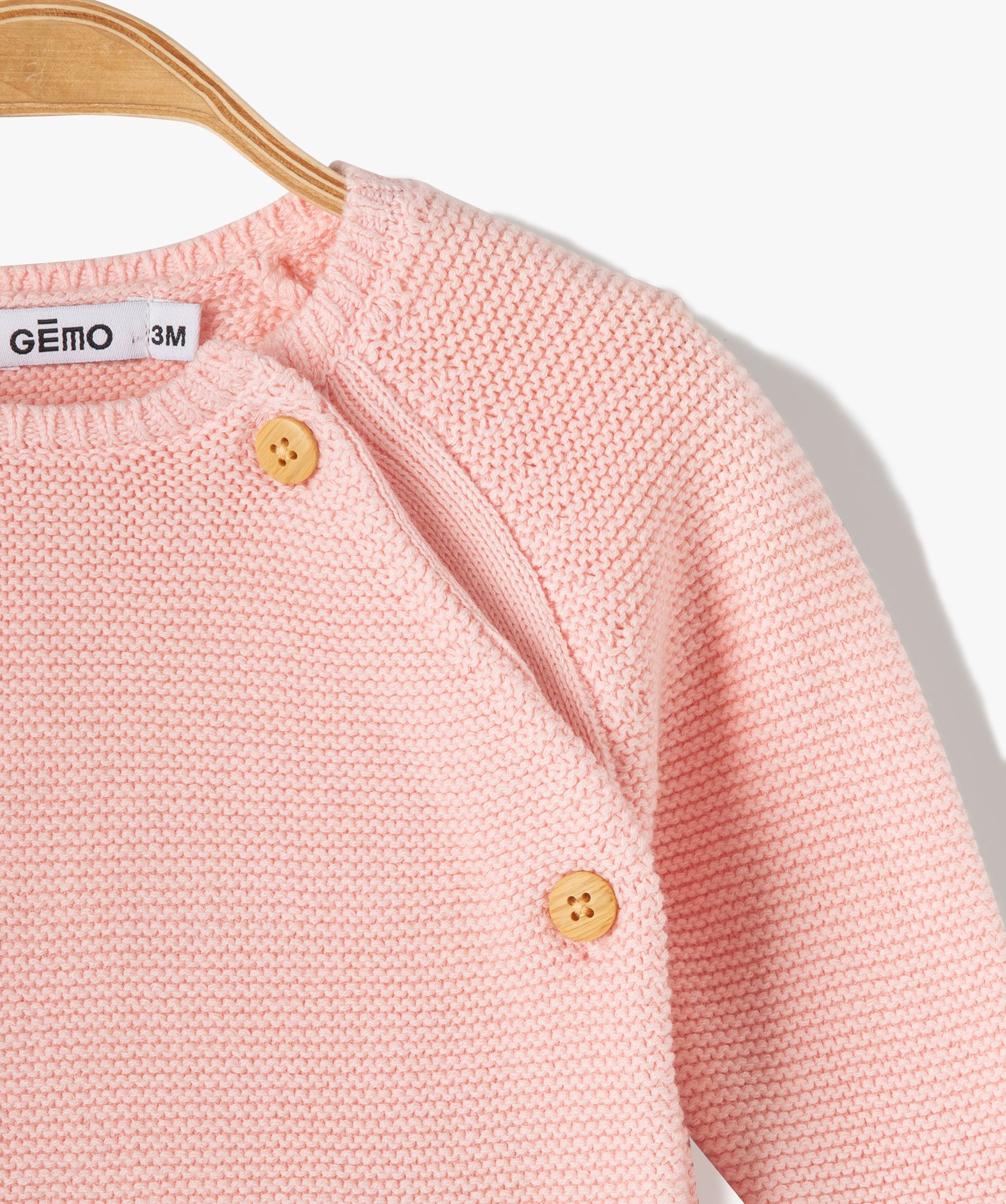 Gilet brassière bébé uni en maille fantaisie rose | GEMO