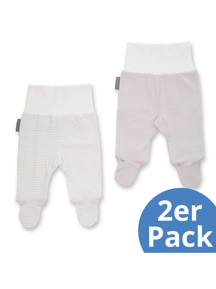 LaLoona Strampelhose 2er Pack - Stripes - Light Taupe - in weiss,beige günstig kaufen 62/68