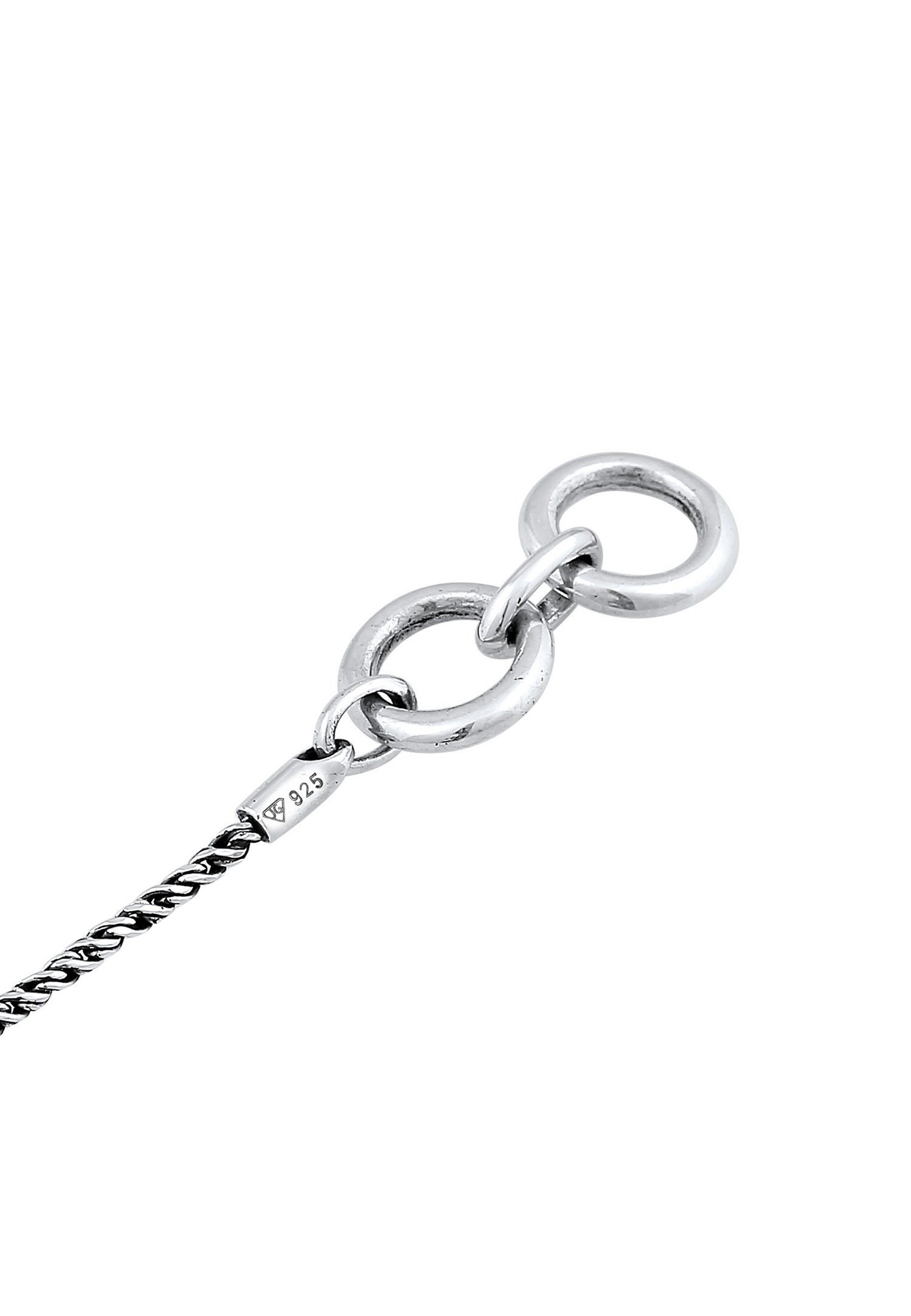 KUZZOI Herren-Halskette aus 925er Sterlingsilber mit T-förmiger Kordel, massiv und oxidiert.
