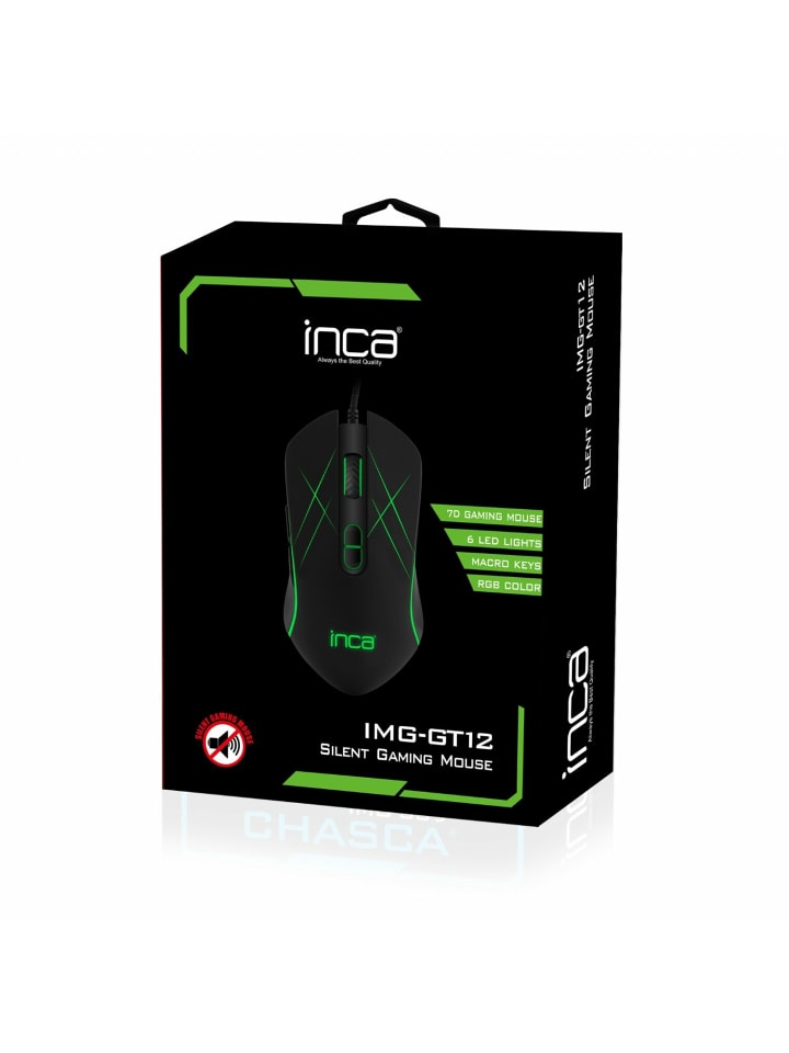 Inca INCA Gaming Maus IMG-GT12 3200 DPI, RGB, 7 Tasten, USB schwarz in schwarz günstig kaufen onesize