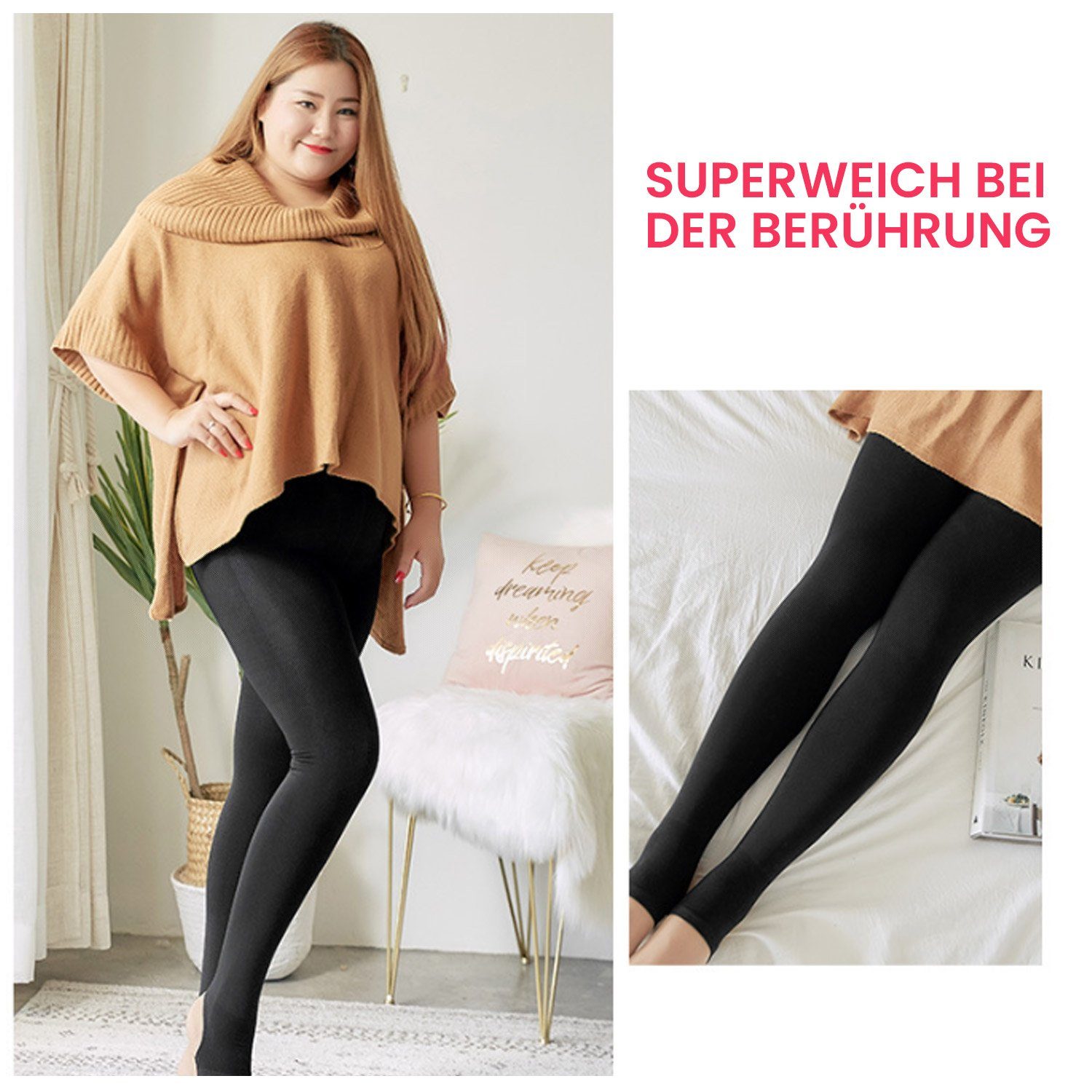 TOPMELON Thermoleggings Warme Fleece-gefütterte Winter-Leggings für Damen