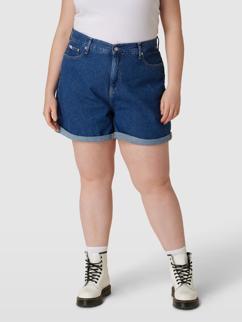 PLUS SIZE Mom Fit Jeansshorts mit Label-Detail in jeans