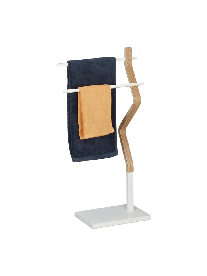 relaxdays Handtuchhalter in Weiß/ Natur günstig kaufen onesize