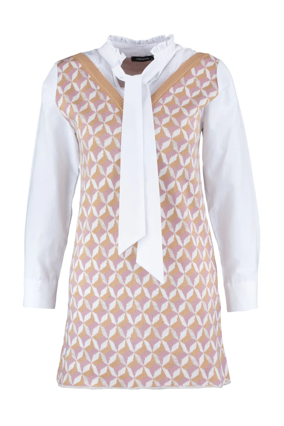 Trendyol Collection  Kamel Kamelfarbenes Mini-Strickgarni-Kleid mit Details TWOAW22SV0122 Kleid TWOAW22SV0122