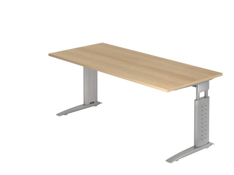 Hammerbacher VUS19/E/S Schreibtisch US19 Eiche, Silber 1.800 x 800 x 680 x 680 - 860 mm