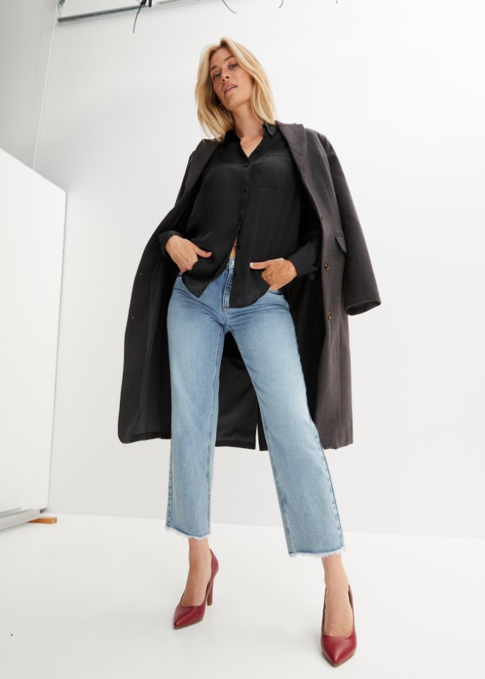 Satin-Longbluse mit recyceltem Polyester