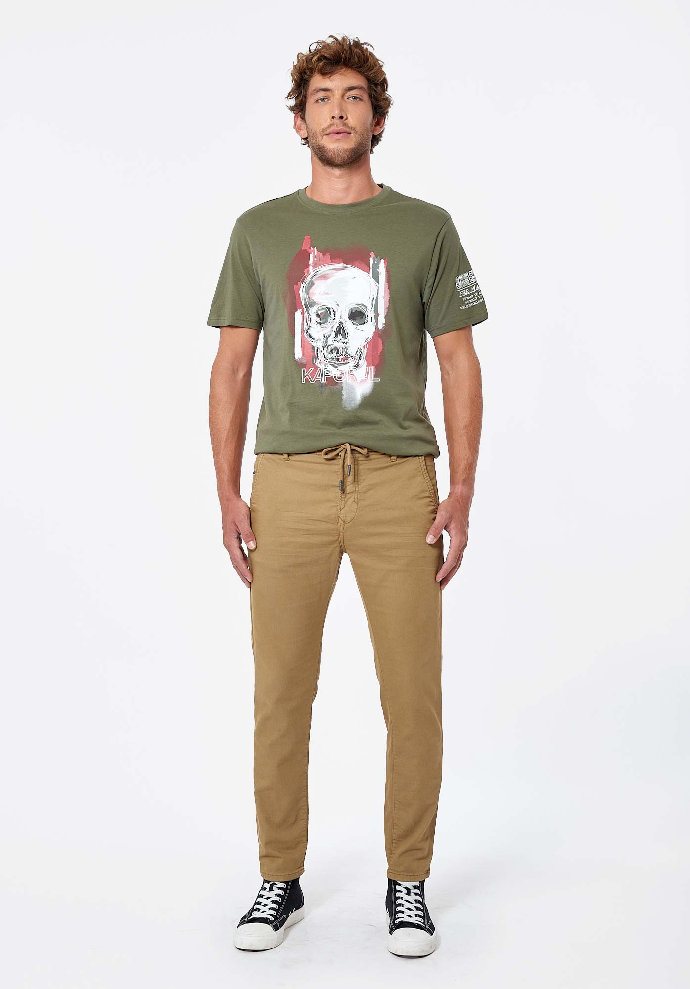 IRWIX  Pantalon relaxed cropped beige Homme
