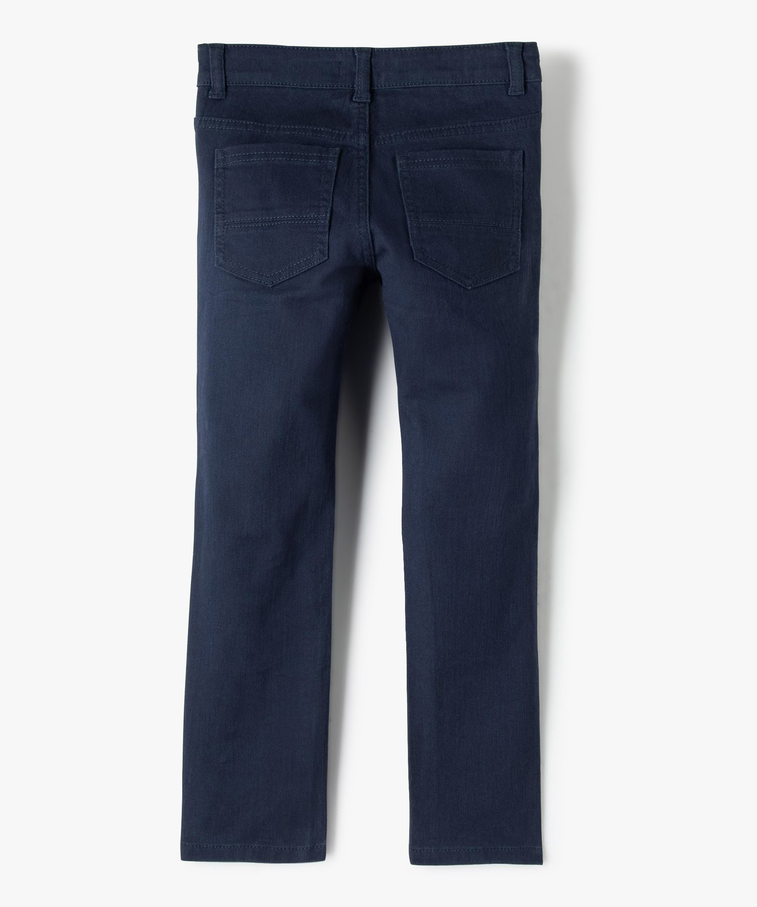 Pantalon Garçon uni coupe Slim extensible marine | GEMO