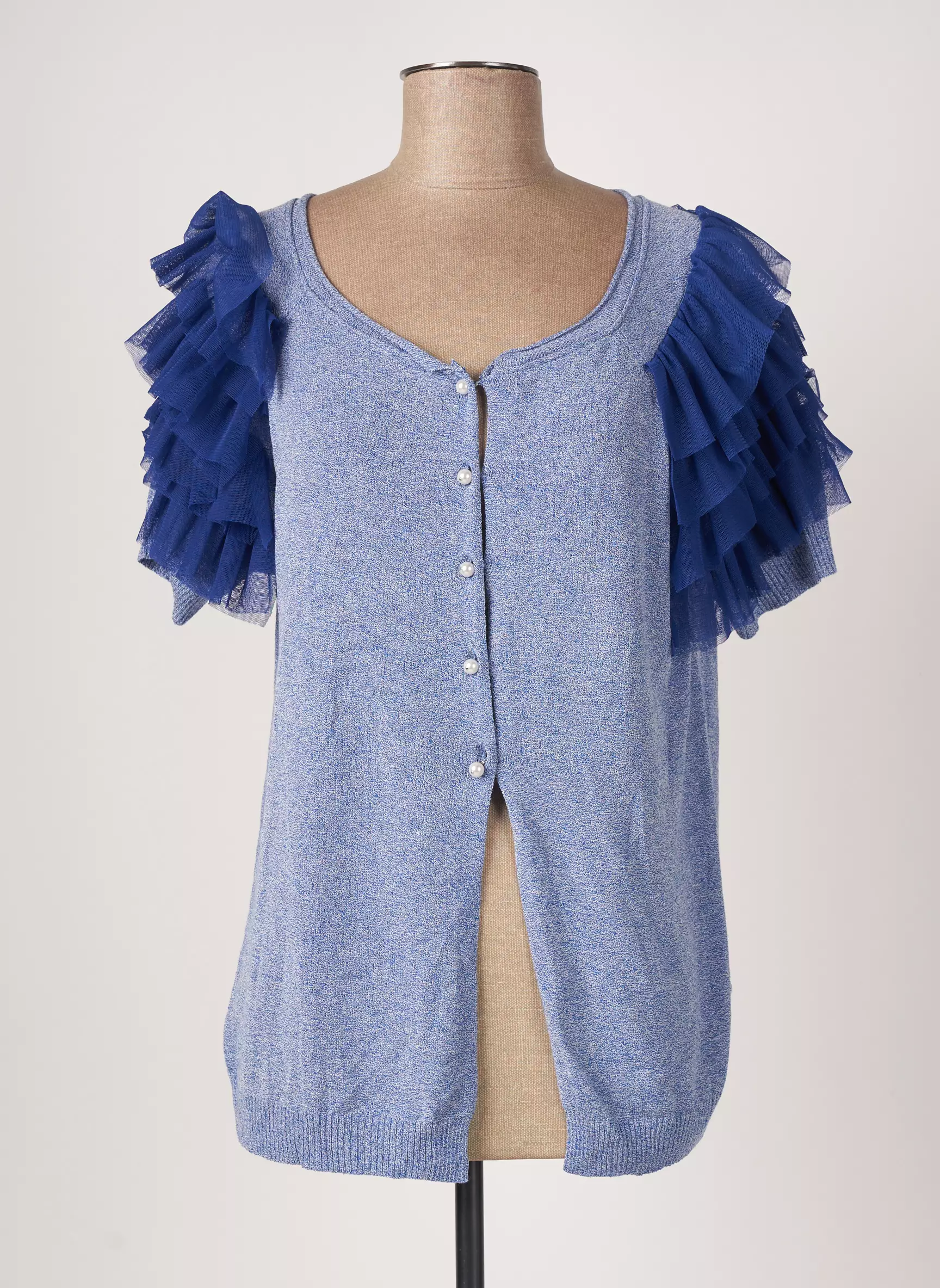 Cristina Gavioli Gilets Manches Courtes Femme couleur bleu