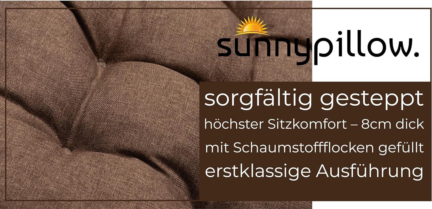 sunnypillow Stuhlkissen 4er Set Stuhlkissen mit Bändern Ontario, Braun