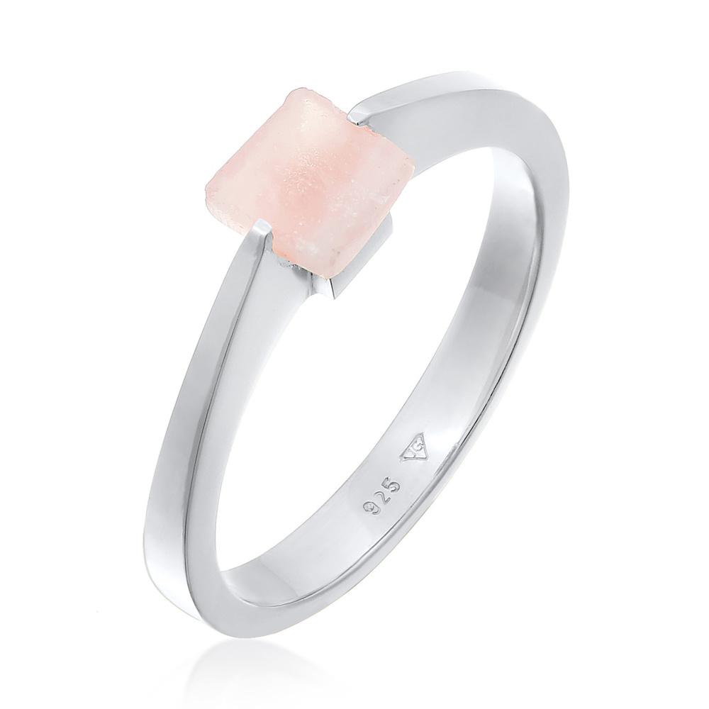 Elli PREMIUM Elli PREMIUM Bague Femme carré solitaire avec pierre précieuse de quartz en argen Bague