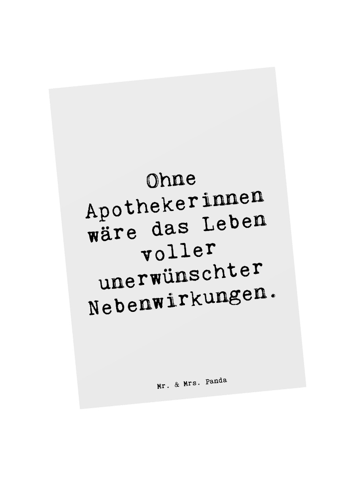Mr. & Mrs. Panda Postkarte Spruch Apothekerin Nebenwirkung mit S... in Weiß günstig kaufen onesize
