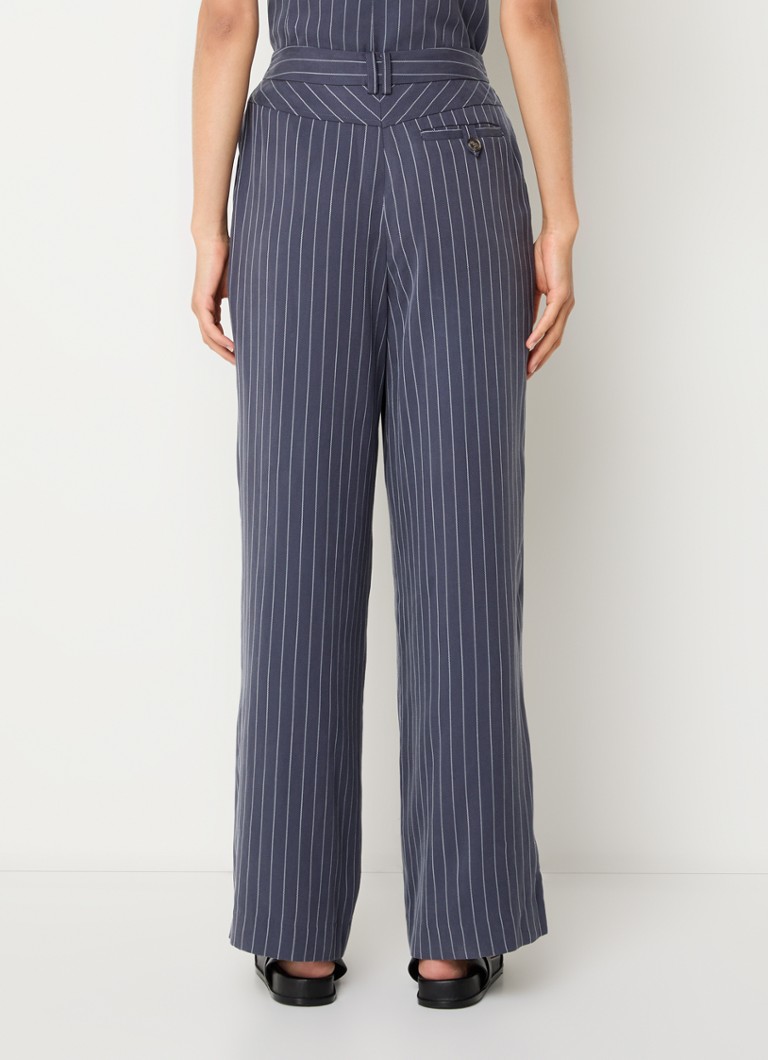 Whistles Lottie high-waist loose-fit lyocell trousers with pinstripe