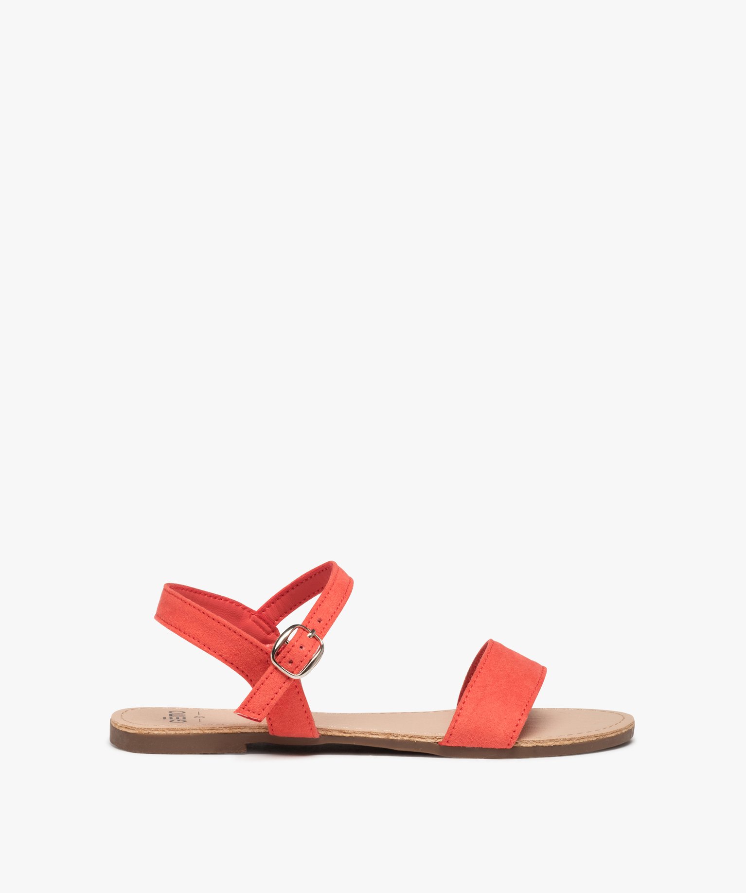 Sandales fille à brides en suédine unie rose | GEMO