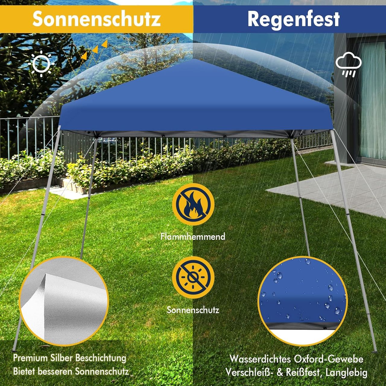 Costway 3x3 m Faltpavillon, Pop Up Gartenpavillon