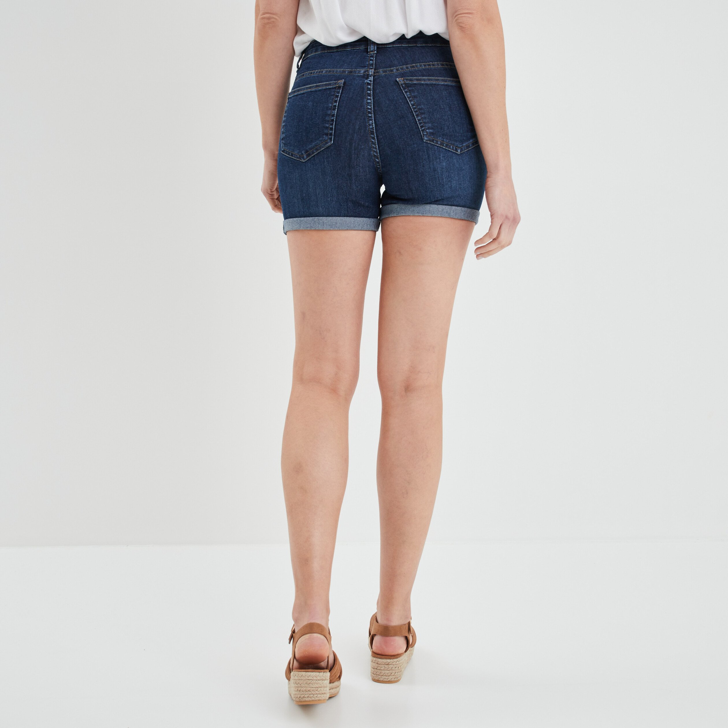 Short skinny 5 poches en jean bleu femme | La Halle
