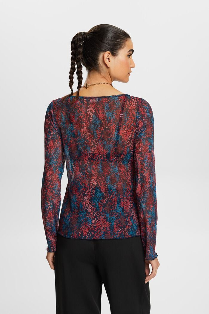 Plissiertes Mesh-Top mit Muster