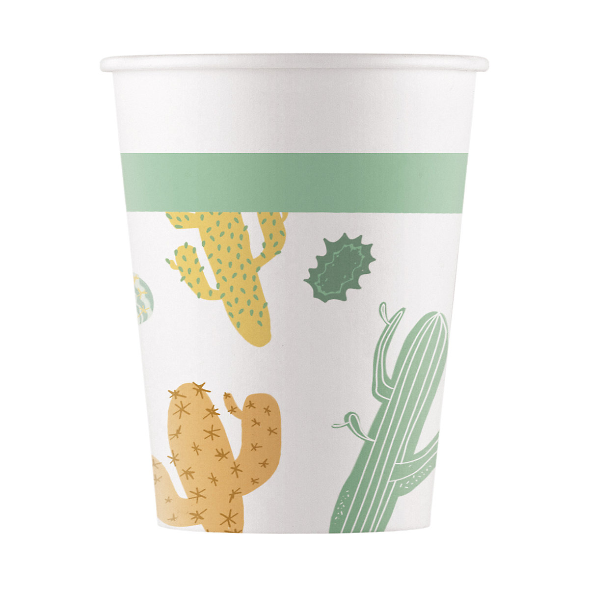 Papp-Partybecher/Trinkbecher Cactus, 200 ml, kompostierbar, 8 Stück