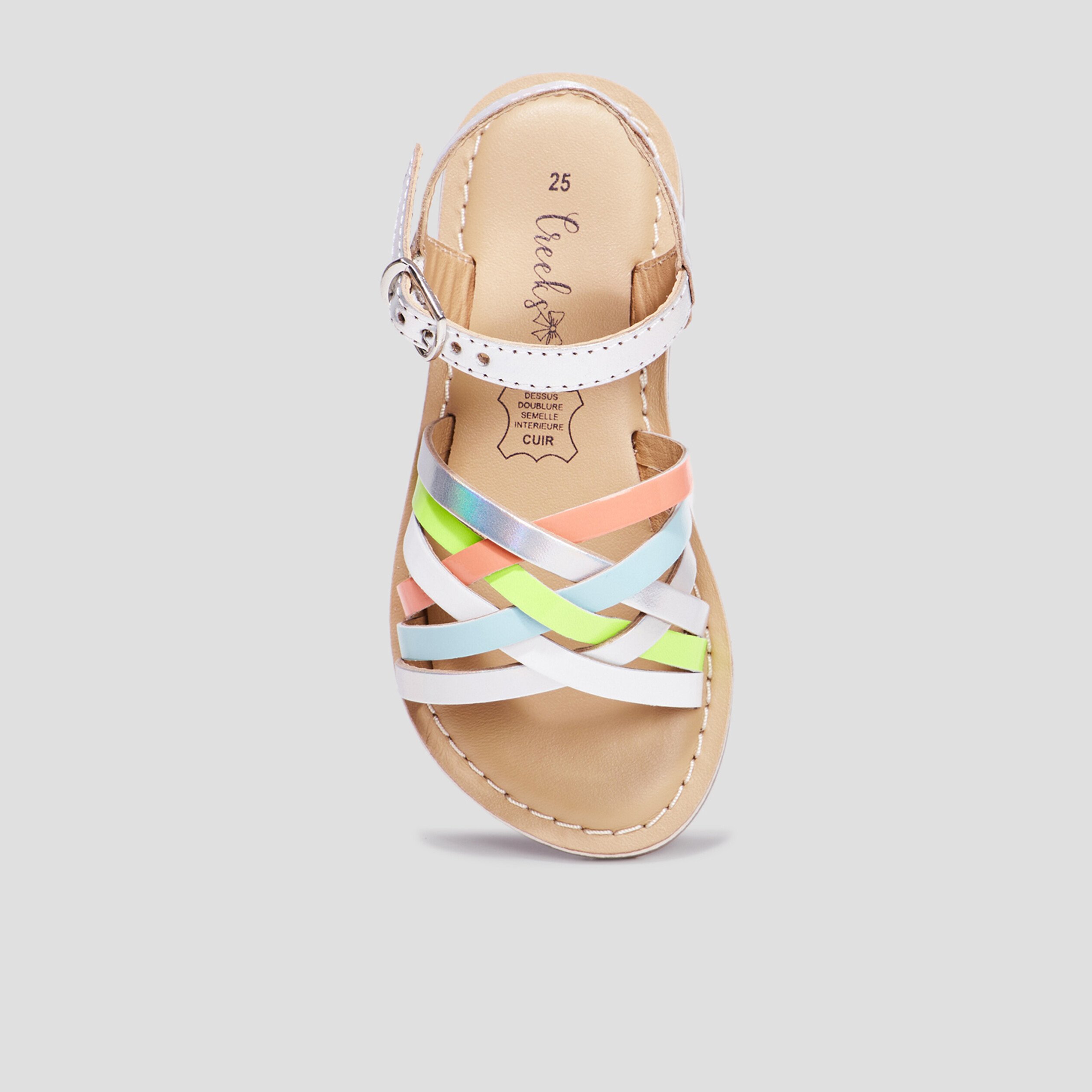 Sandales brides croisées en cuir Creeks multicolore fille | La Halle