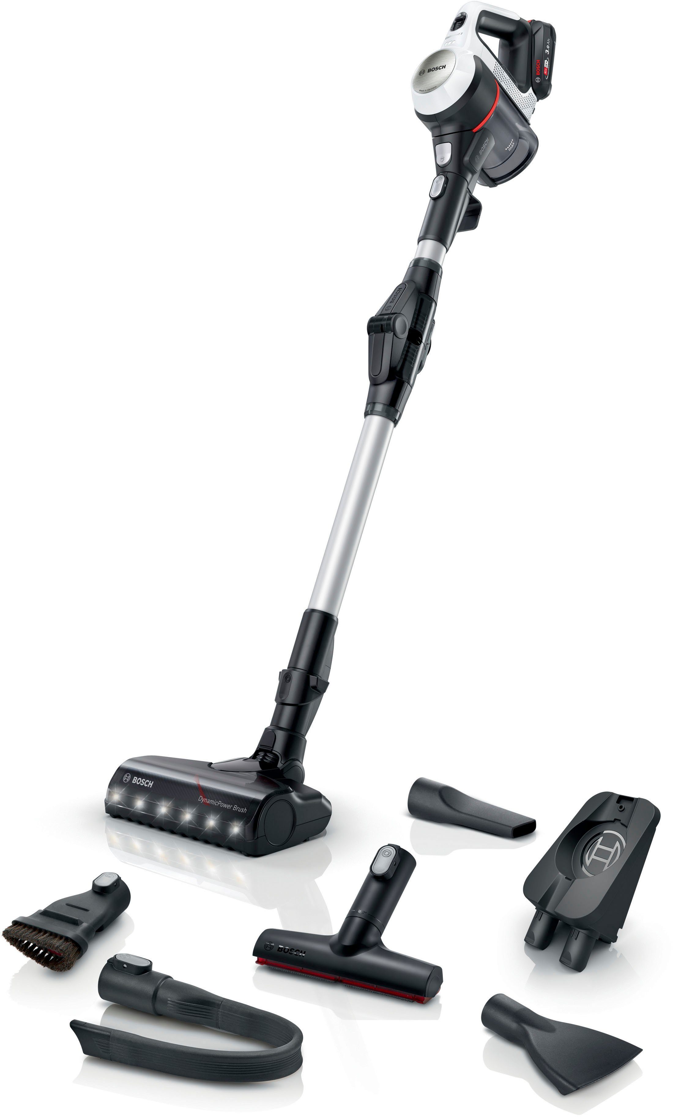 BOSCH Akku-Stielstaubsauger Unlimited 7 BSS711W, beutellos, 40 Min. Laufzeit, austauschbarer Akkupack, inkl. umfangreichen Zubehör