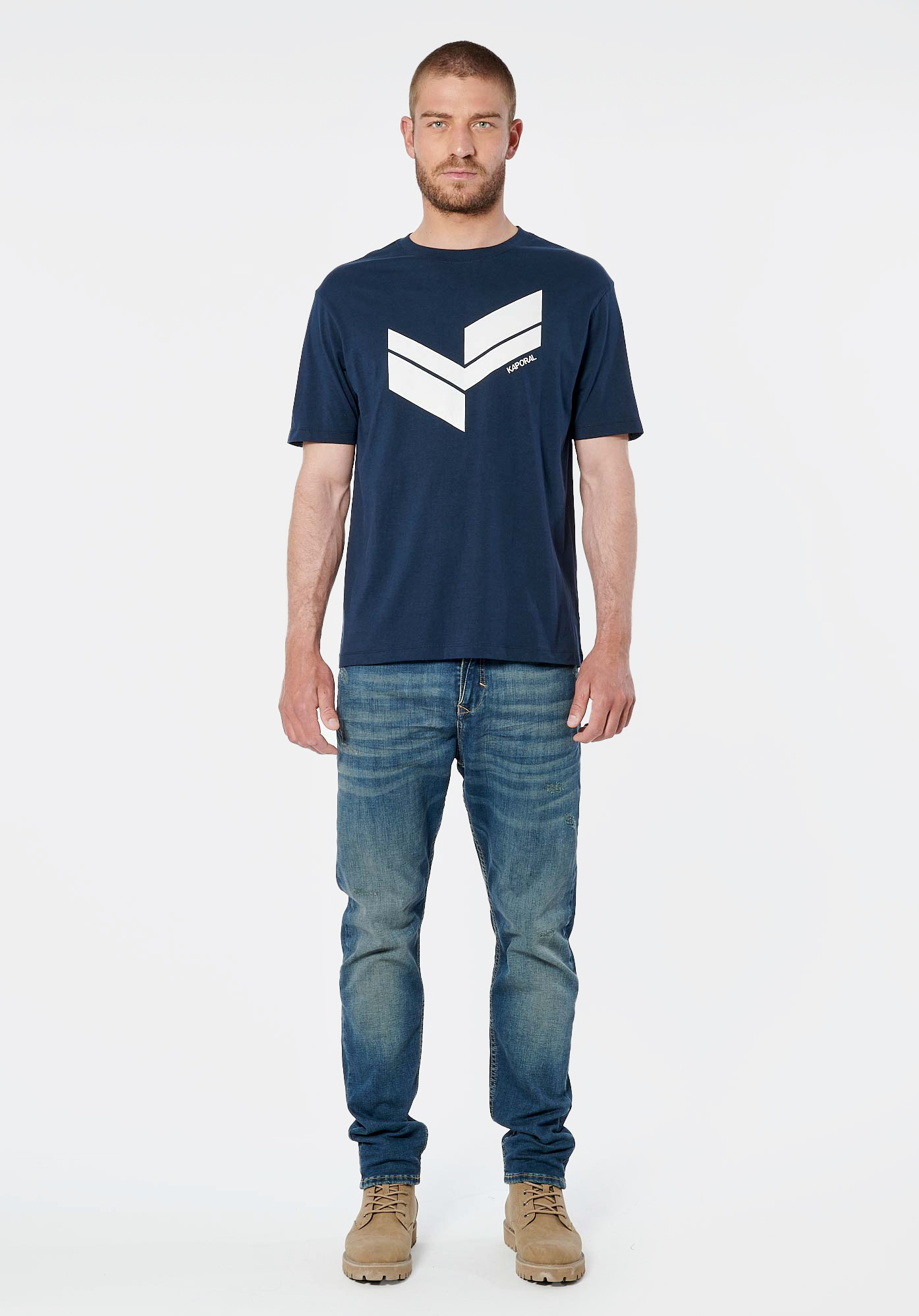 BRYZO  T-shirt bleu marine homme 100% coton