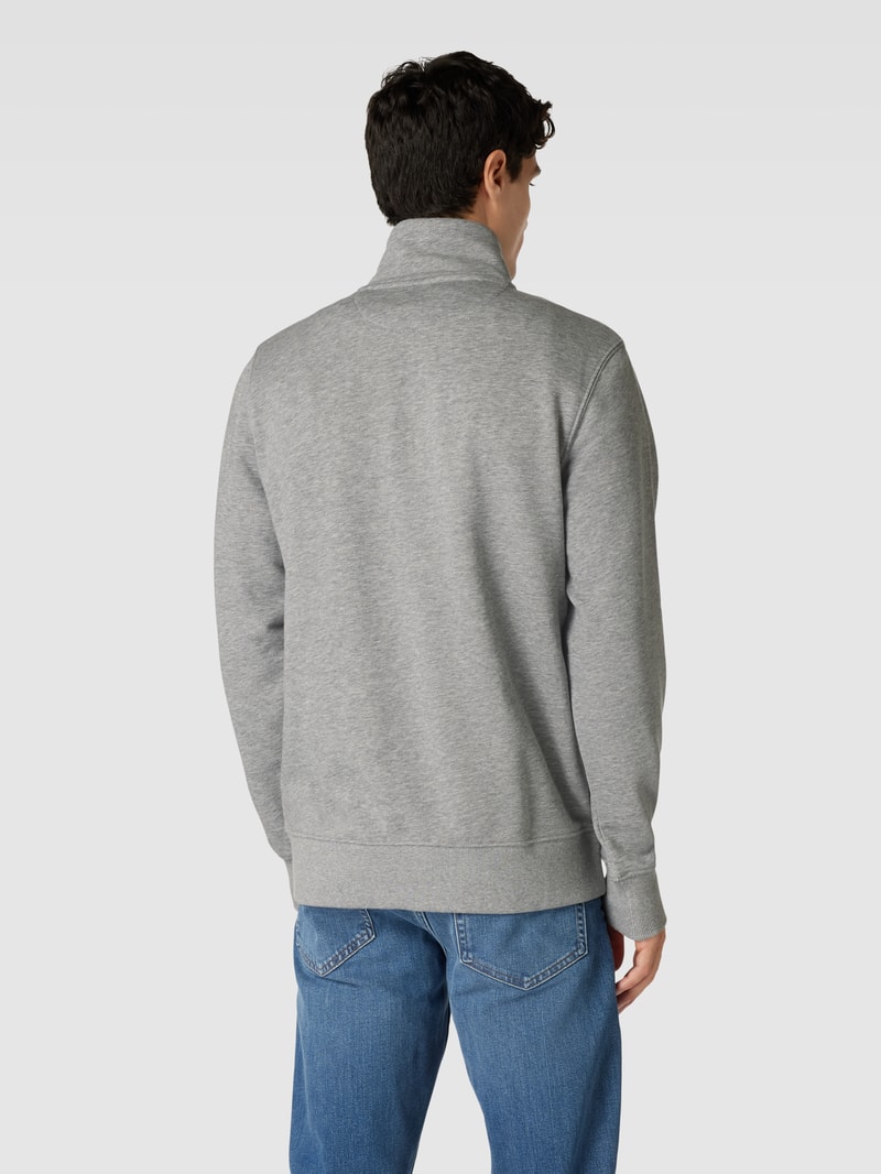 Regular Fit Sweatjacke mit Label-Stitching in silber meliert