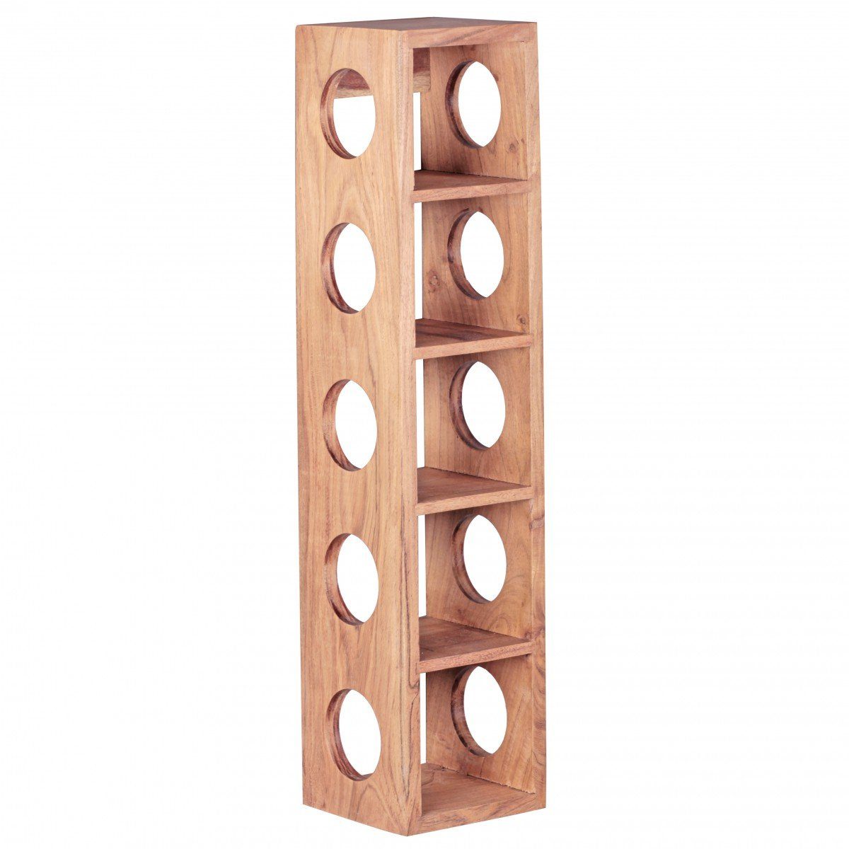 FINEBUY Weinregal SuVa3544_1, Akazie Massivholz für 5 Flaschen Modern 70 cm, Flaschenregal für Wandmontage, Standregal für Wein