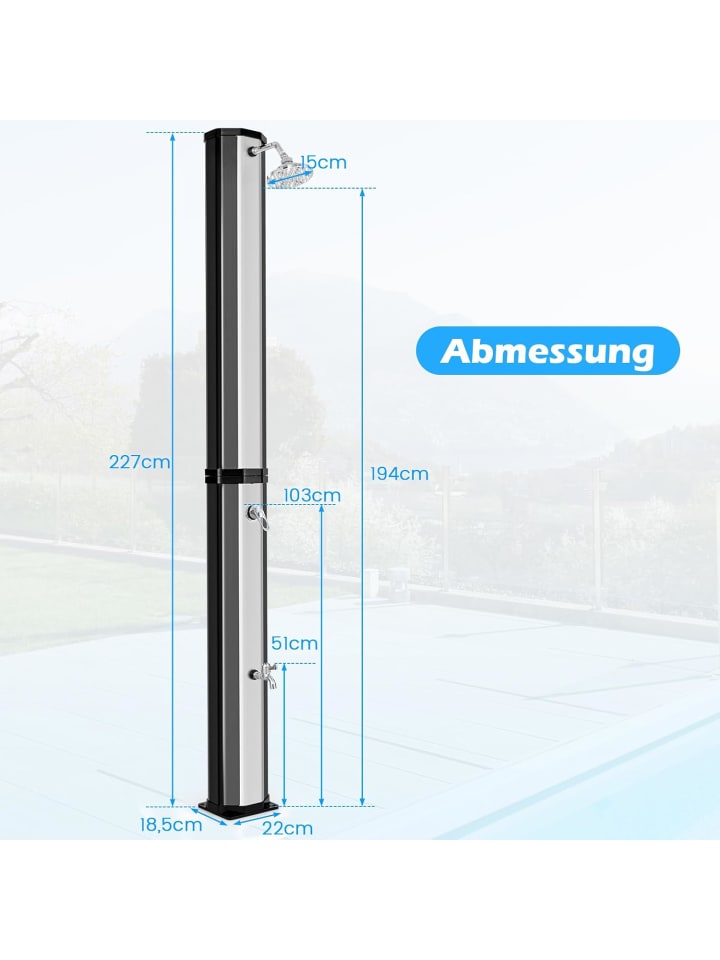 COSTWAY Solardusche 60 Liter in Silber günstig kaufen onesize