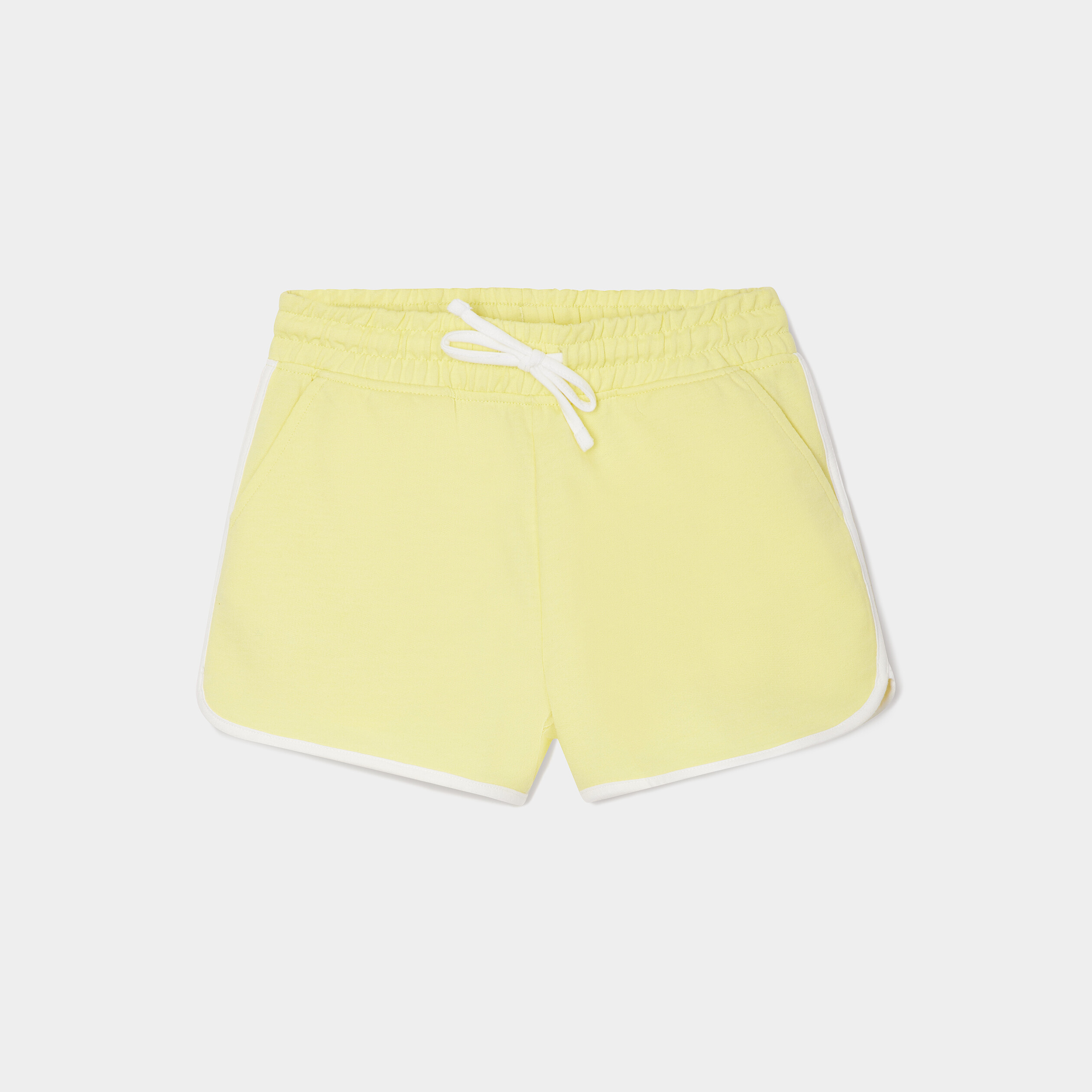Jogging-Short droit taille élastiquée jaune citron fille | La Halle