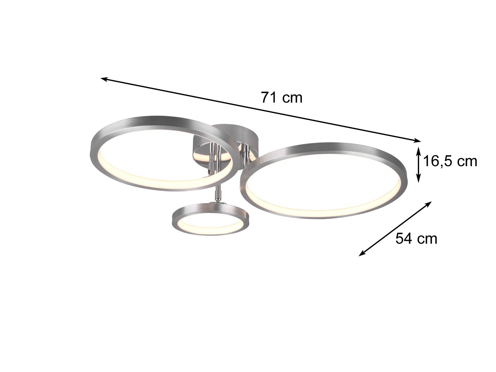 meineWunschleuchte LED Deckenleuchte, Dimmer, LED fest integriert, Warmweiß, Ringe schwenkbar, coole Designer Lampen Jugendzimmer, B. 71cm, Silber