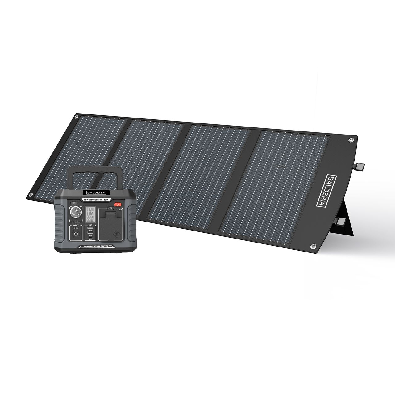 BALDERIA Power Set PS300-120: Solar-Generator, Kraftwerk, Tragbare Powerstation 231Wh mit Solarpanel 120W