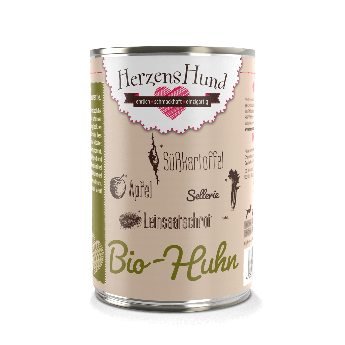 HerzensHund Hundenassfutter HerzensHund Adult 12x400g Bio Huhn
