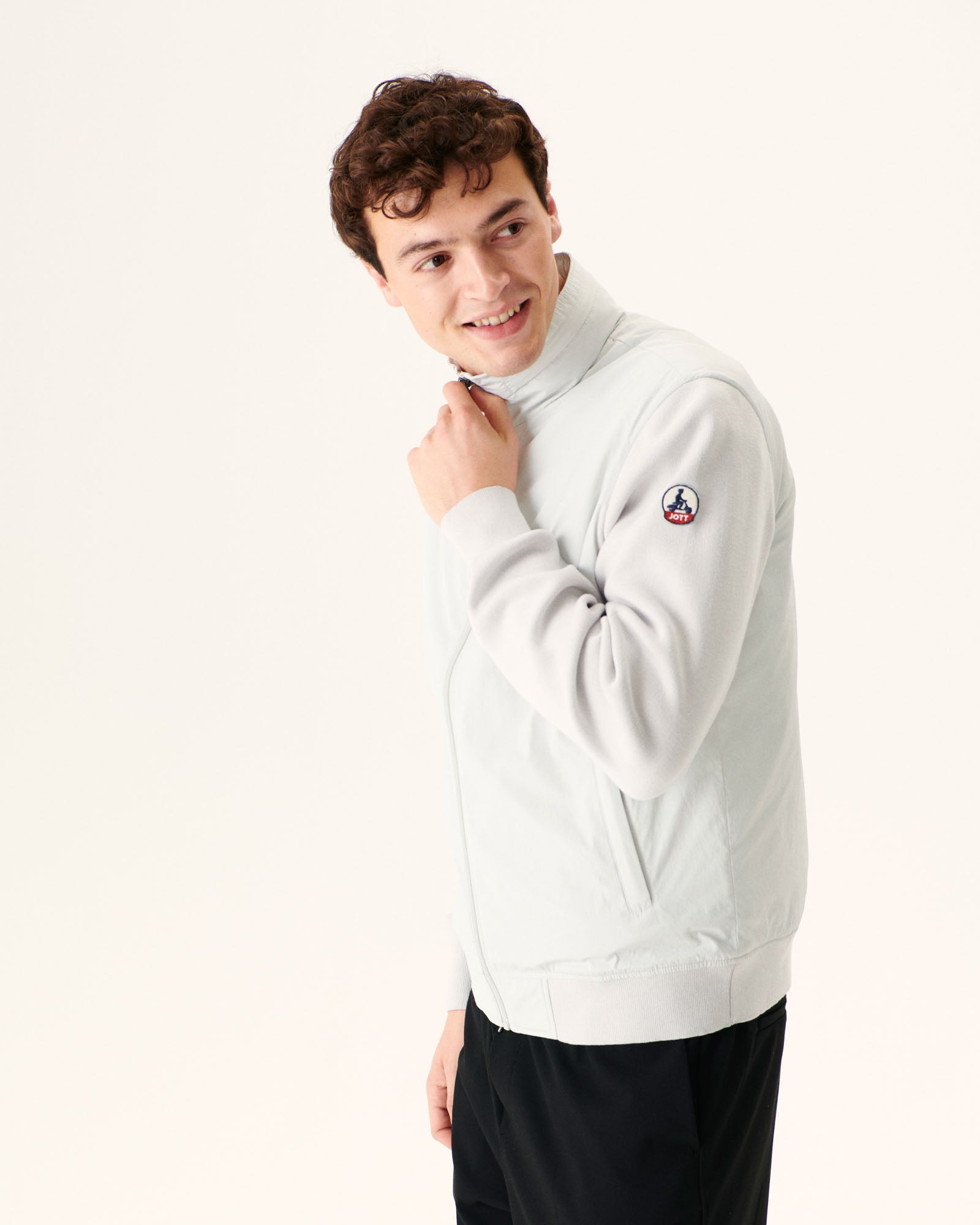Veste à capuche bi-matière Gris clair Bardenas