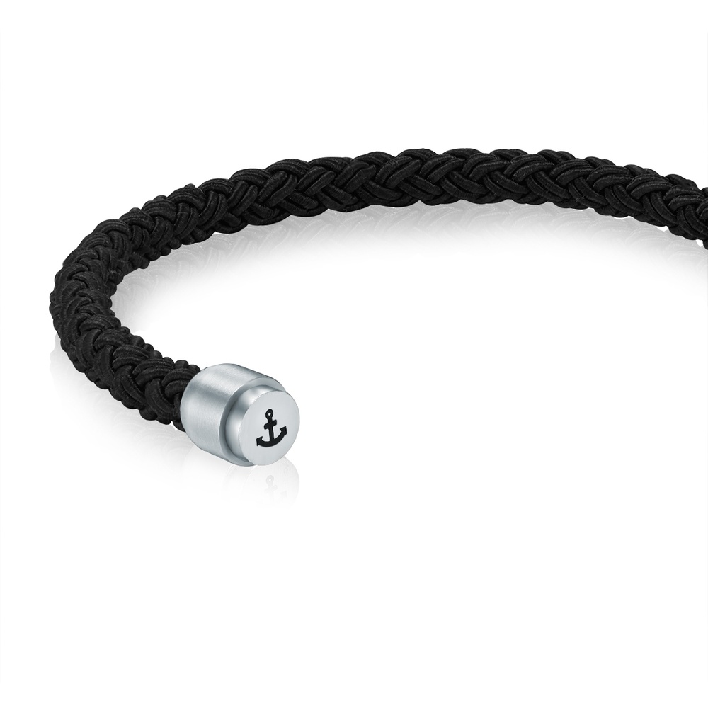 Skipper & Son Bracelet en acier inoxydable Nylon en Noir Bracelet