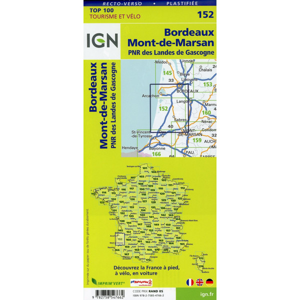 Bordeaux Mont-de-Marsan 1:100 000 - Wanderkarte