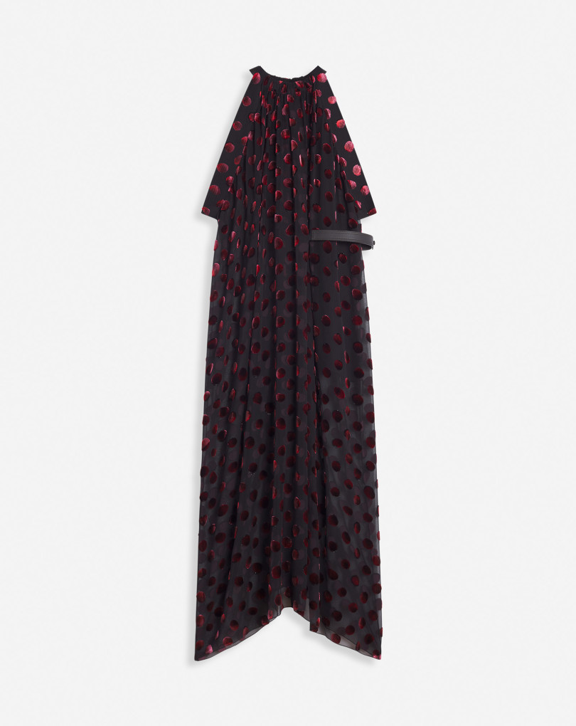 ROBE FLUIDE ASYMÉTRIQUE CEINTURÉE