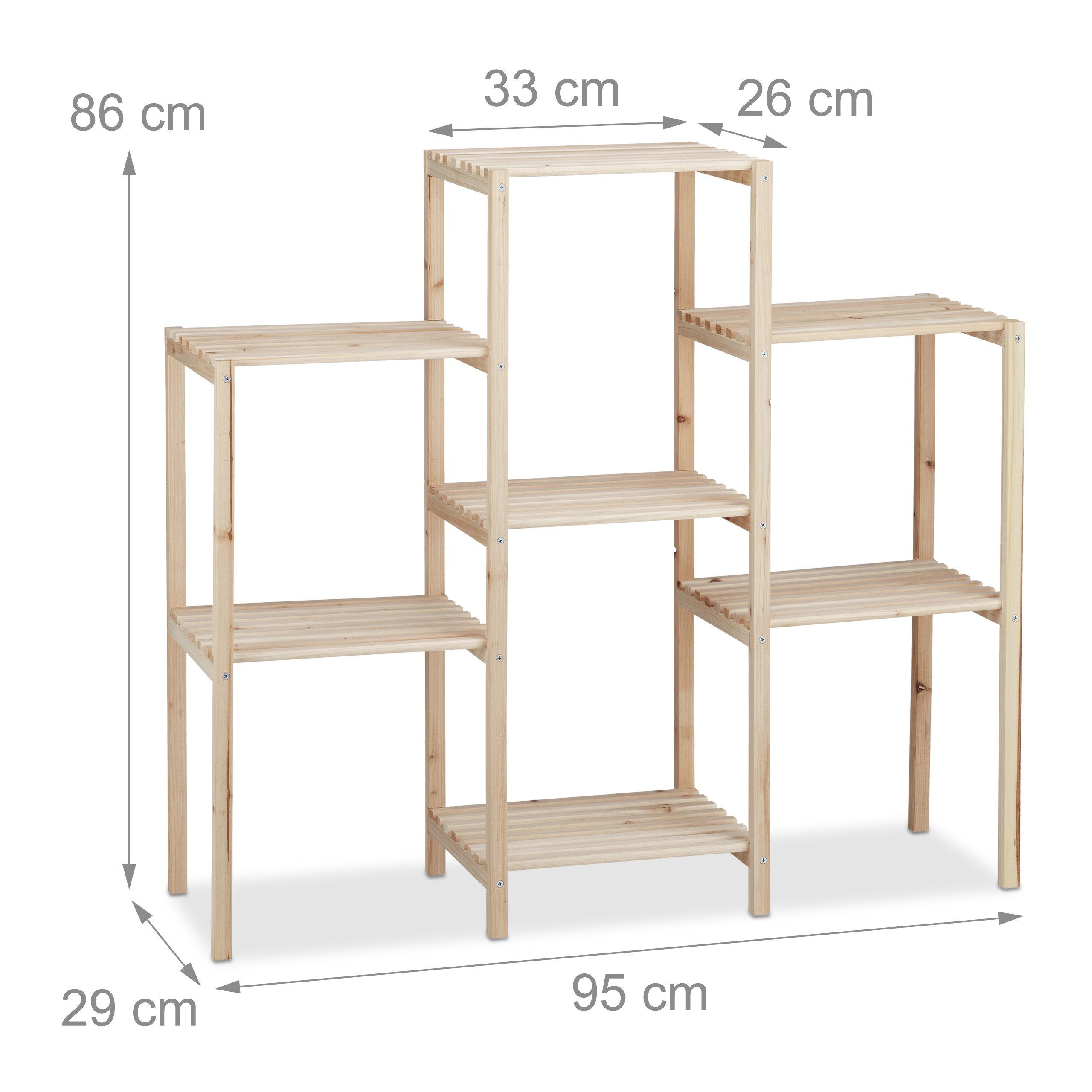 relaxdays Blumenständer Pflanzenregal Holz, L